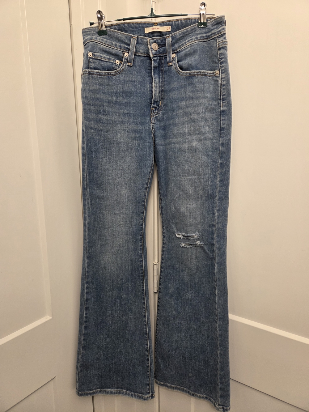 Levi's Light Blue Flare Jeans with Knee Distress